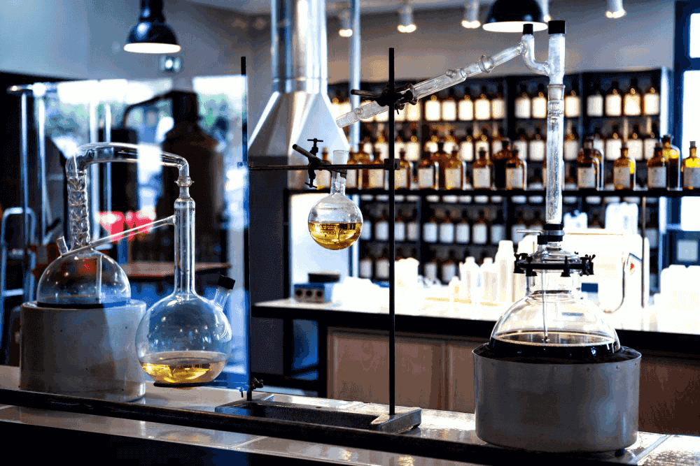 "High-tech Armachology lab with lab instruments and scientists conducting archaeological experiments."